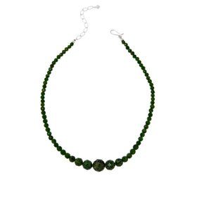 Jay King Sterling Silver Chrome Diopside Graduated Bead Necklace 18"